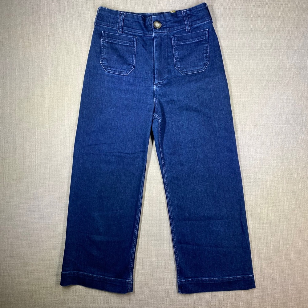 Maeve Anthropologie Womens The Colette Wide Leg Cropped Blue Jeans Size 28